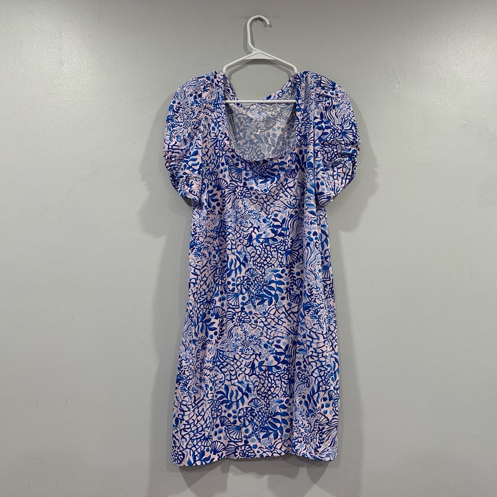 Lilly Pulitzer Haydn Short Sleeve Dress Calla Lilly Pink High Tide Good Vibes XL
